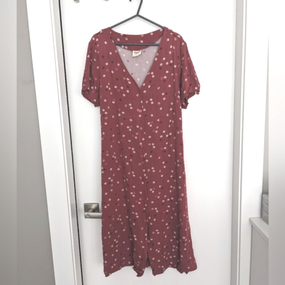 Buttoned Floral Midi Dress